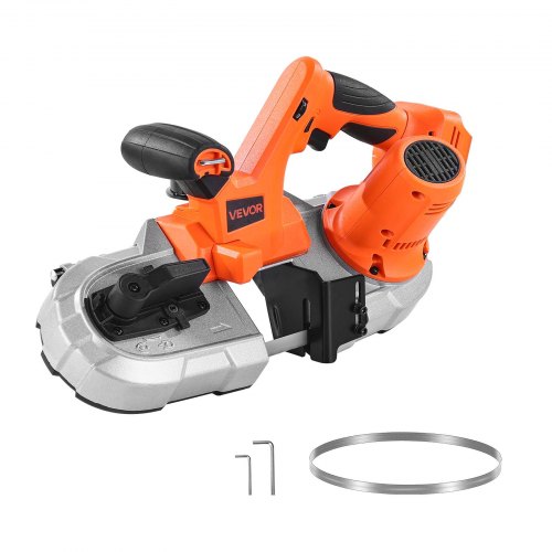 Tragbare, kabellose 20-V-Bandsäge, 2,56 Zoll Schnitttiefe, 0–92 m/min, bürstenloser Motor mit variabler Geschwindigkeit und LED-Licht zum Schneiden von Stahl, Aluminium, Kabeln, Winkeleisen, PVC-Rohren (nur Werkzeug)