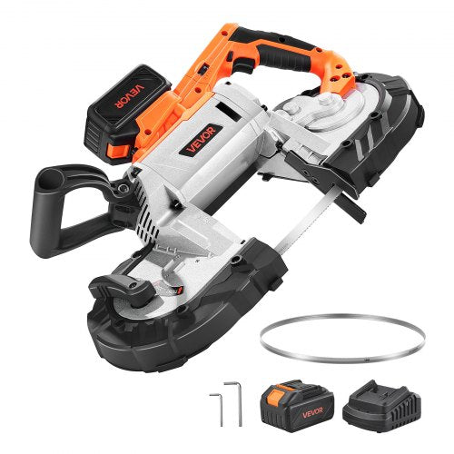 20V Portable Cordless Band Saw Kit with Battery and Charger, 127mm x 115mm Cutting Depth Metal Band Saw with Brushless Motor, 0-192m/min Variable Speed ​​for Cutting Metal, Wood | EU