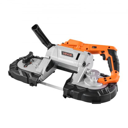 20V Bärbar Sladdlös Bandsåg 13 cm Skärdjup 0-120 m/min Variabel hastighet Borstlös Motor, Med LED-ljus, För Sågning Av Stål, Aluminium, Kablar, Vinklingsjärn, PVC-rör (Bara Verktyg)
