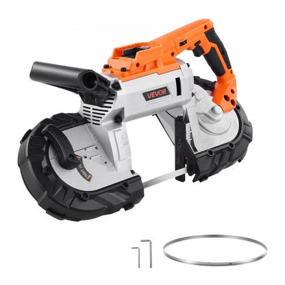 20V Bärbar Sladdlös Bandsåg 13 cm Skärdjup 0-120 m/min Variabel hastighet Borstlös Motor, Med LED-ljus, För Sågning Av Stål, Aluminium, Kablar, Vinklingsjärn, PVC-rör (Bara Verktyg)