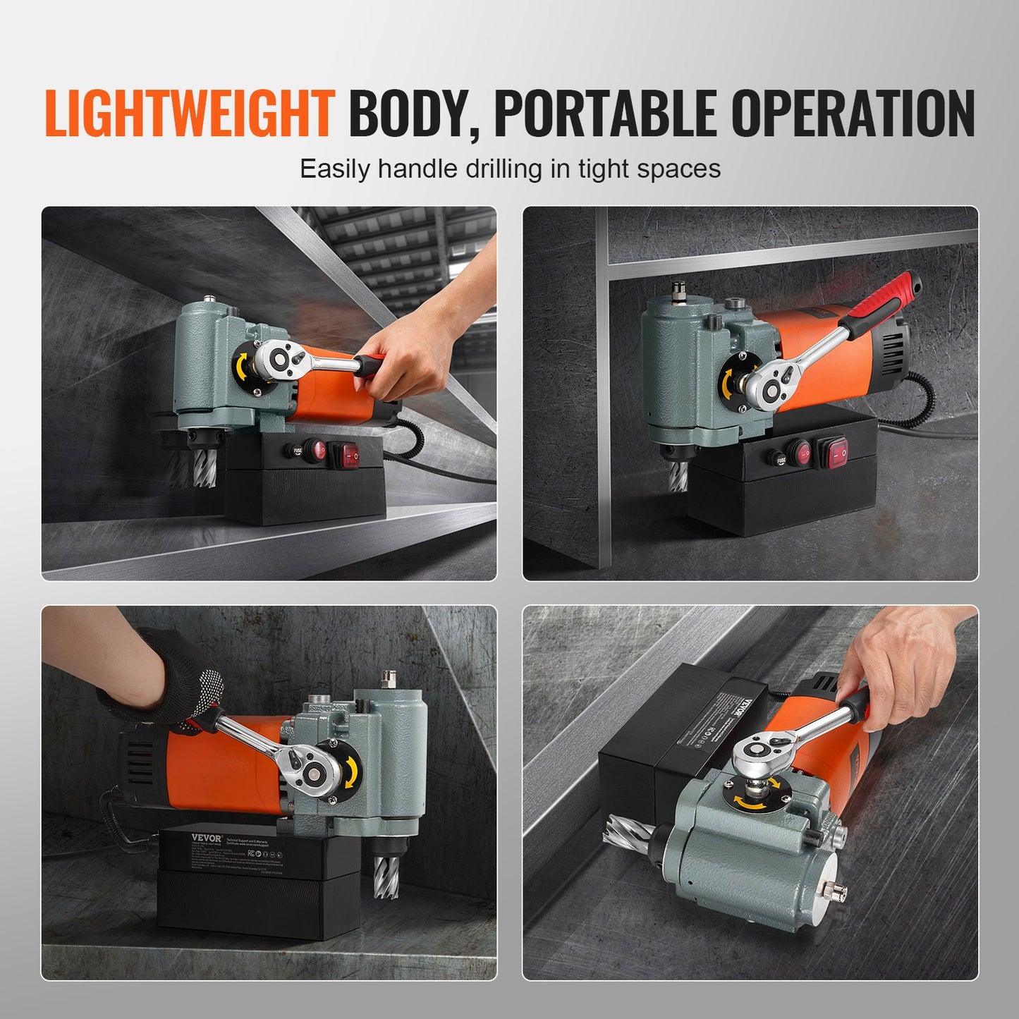 Magnetische Bohrmaschine, 1300 W, niedriges Profil, Magnetbohrmaschine, leicht, tragbar