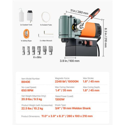lågprofil magnetisk borrpress Magborrpress 1300 W 35 mm borrdiameter |  EU