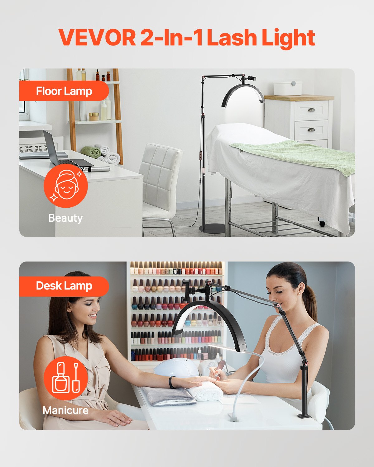 Half Moon Light for Esthetician 2 in 1 LED Floor and Desk Lamp Lash Light Arched