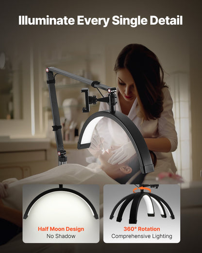 Half Moon Light for Esthetician 2 in 1 LED Floor and Desk Lamp Lash Light Arched