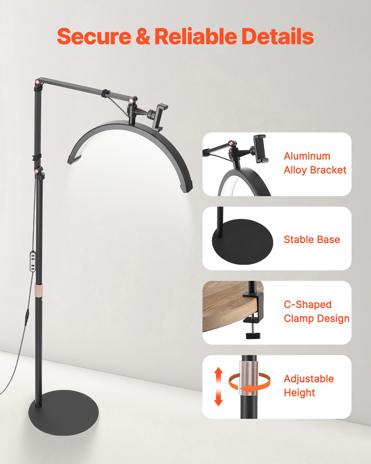 Half Moon Light for Esthetician 2 in 1 LED Floor and Desk Lamp Lash Light Arched