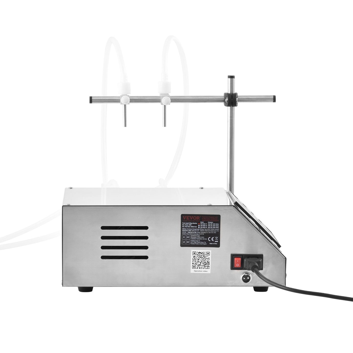Vätskepåfyllningsmaskin, 5-650 ml påfyllningskapacitet, automatisk flaskfyllningsmaskin, tappningsmaskin peristaltisk pump digital kontroll för mjölk, vatten, vin, dryck, sojasås (dubbelt munstycke)