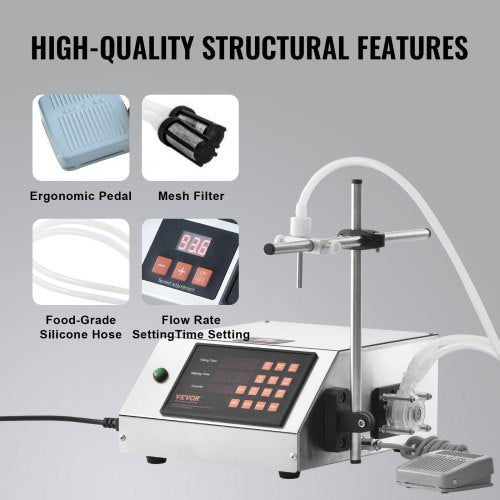 liquid filling machine, 5-650ml filling capacity, automatic bottle filling machine, bottling machine peristaltic pump Digital control for milk, water, wine, beverage, soy sauce (single nozzle) | EU
