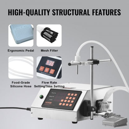 liquid filling machine, 5-650ml filling capacity, automatic bottle filling machine, bottling machine peristaltic pump Digital control for milk, water, wine, beverage, soy sauce (single nozzle) | EU