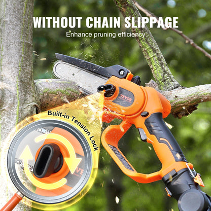 2-in-1 Cordless Pole Saw &amp; Mini Chainsaw, 20V 2Ah Battery Pole Chainsaw, 5" Cutting Capacity 8 ft Reach Pole Saw for Branch Cutting and Tree Pruning (Battery and Blade Guard Included)