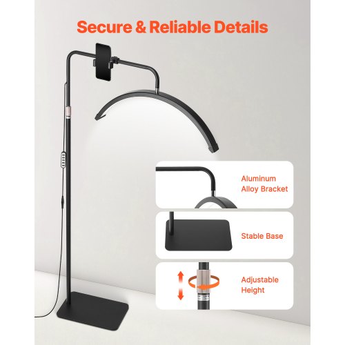 Half Moon Light för Esthetician 23 tum dimbar LED-golvlampa Lash Light Arched |  EU