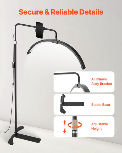 Half Moon Light for Esthetician 26 Inch Dimmable LED Floor Lamp Lash Light Arched