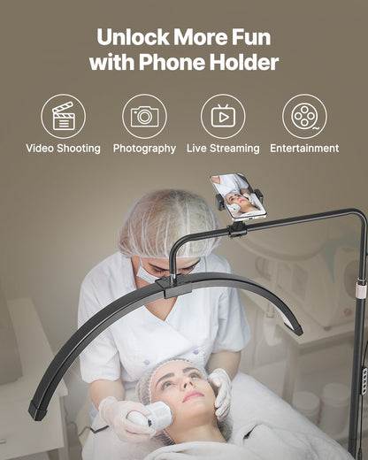 Half Moon Light for Esthetician 26 Inch Dimmable LED Floor Lamp Lash Light Arched