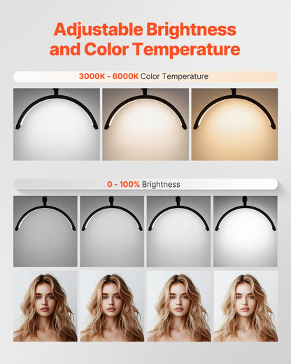 Nail table lamp 20 W Clip on Half Moon Lash Light with phone holder curved LED