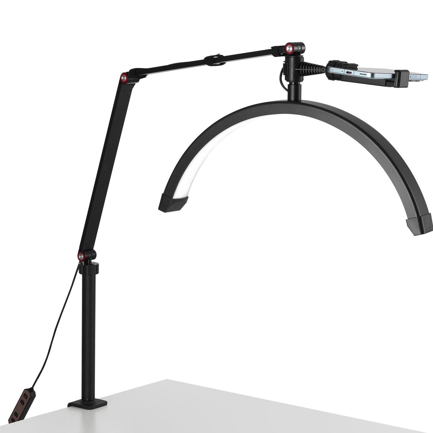 Nail table lamp 20 W Clip on Half Moon Lash Light with phone holder curved LED