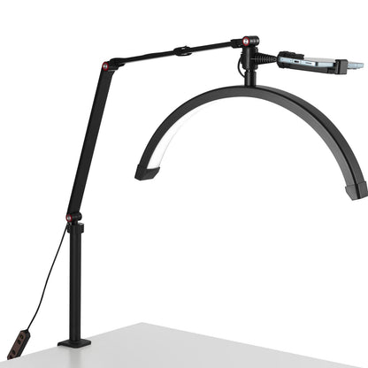 Nail table lamp 20 W Clip on Half Moon Lash Light with phone holder curved LED