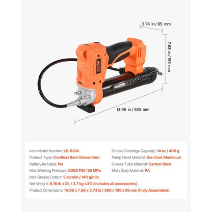 Akku-Fettpresse 8000 PSI 20 V Akku-Fettpresse (nur Werkzeug) | EU