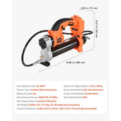 Sladdlös fettspruta 8000 PSI 20V elektrisk fettspruta (endast verktyg) |  EU