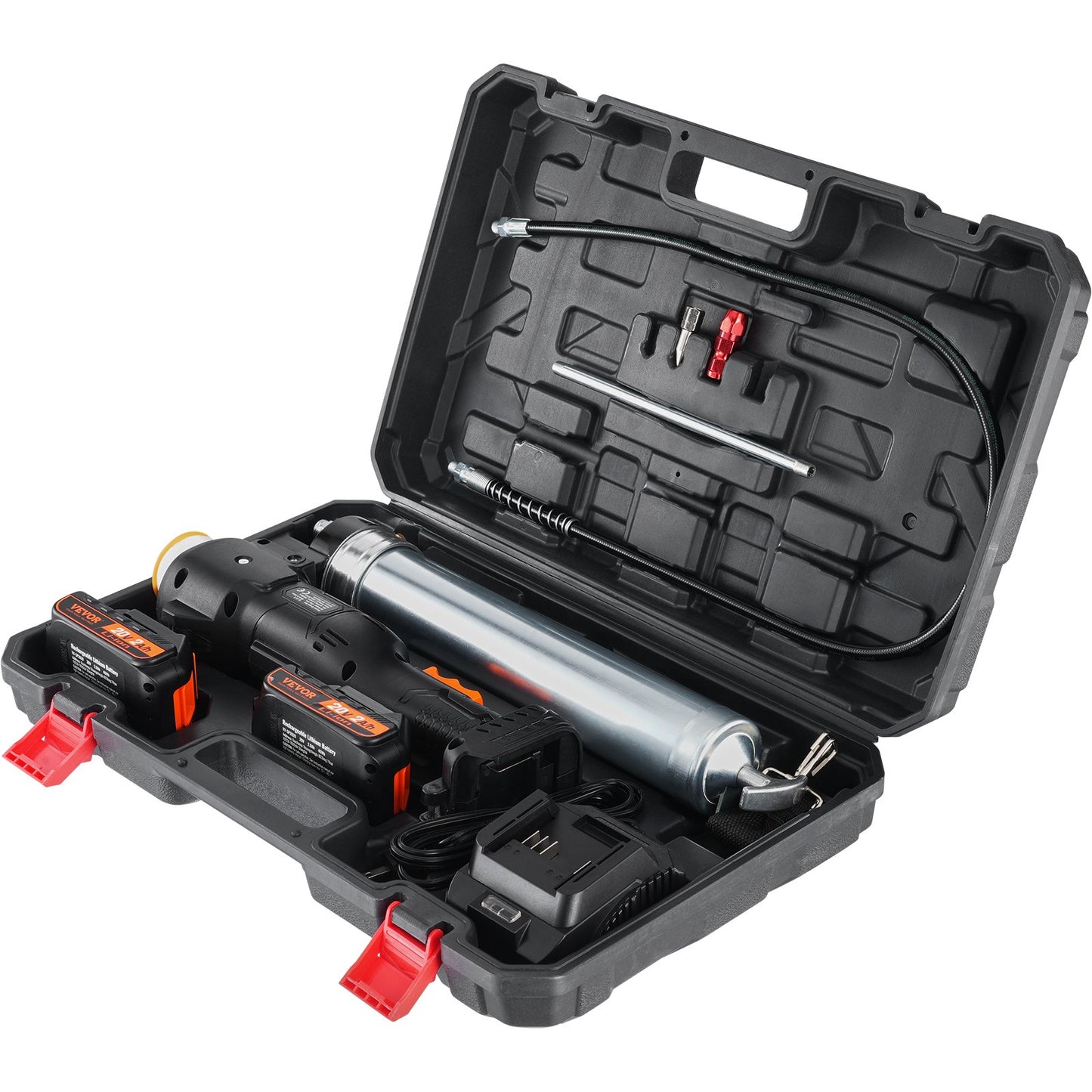 Sladdlös fettpistol elektrisk 20 volt 2,0 Ah batterisats 10000PSI med fodral