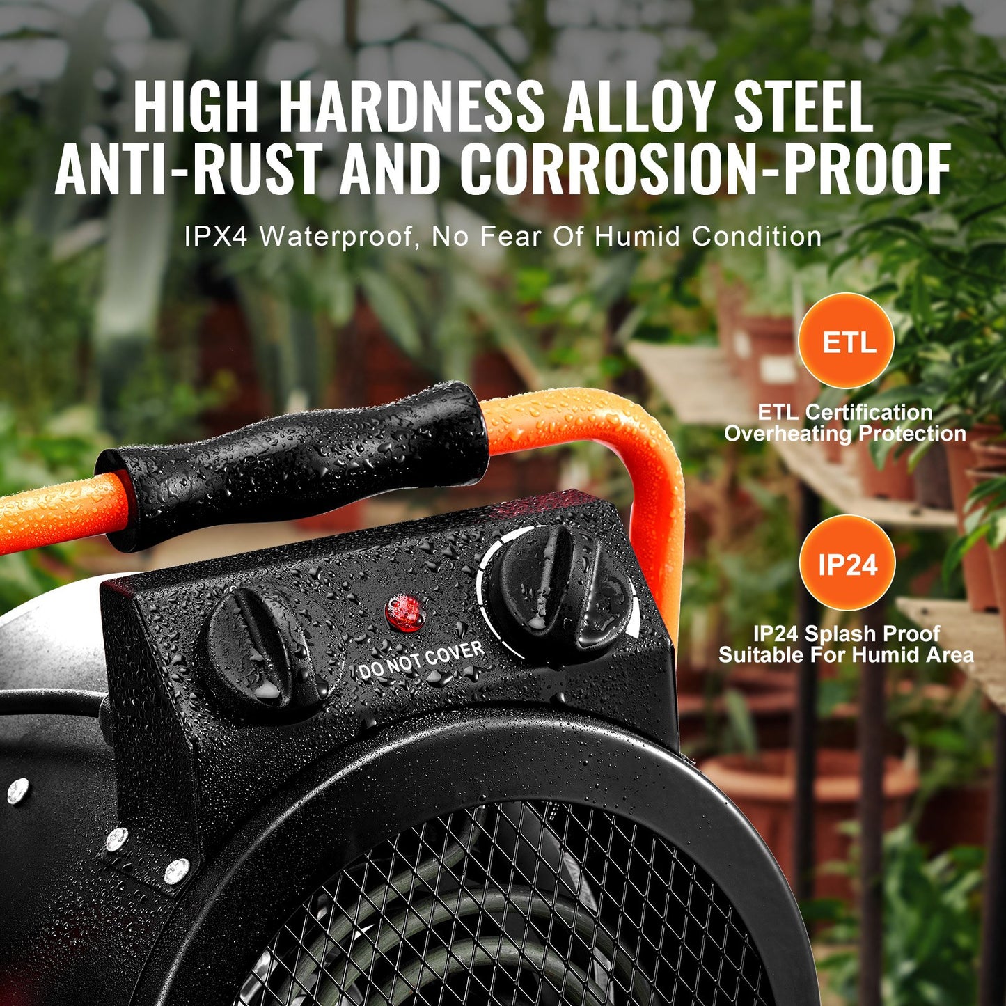 Greenhouse heater 2000W Fast heating with overheating protection Waterproof