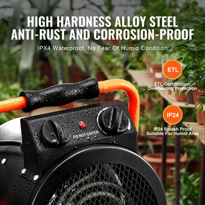 Greenhouse heater 2000W Fast heating with overheating protection Waterproof
