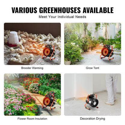 Greenhouse heater 2000W Fast heating with overheating protection Waterproof