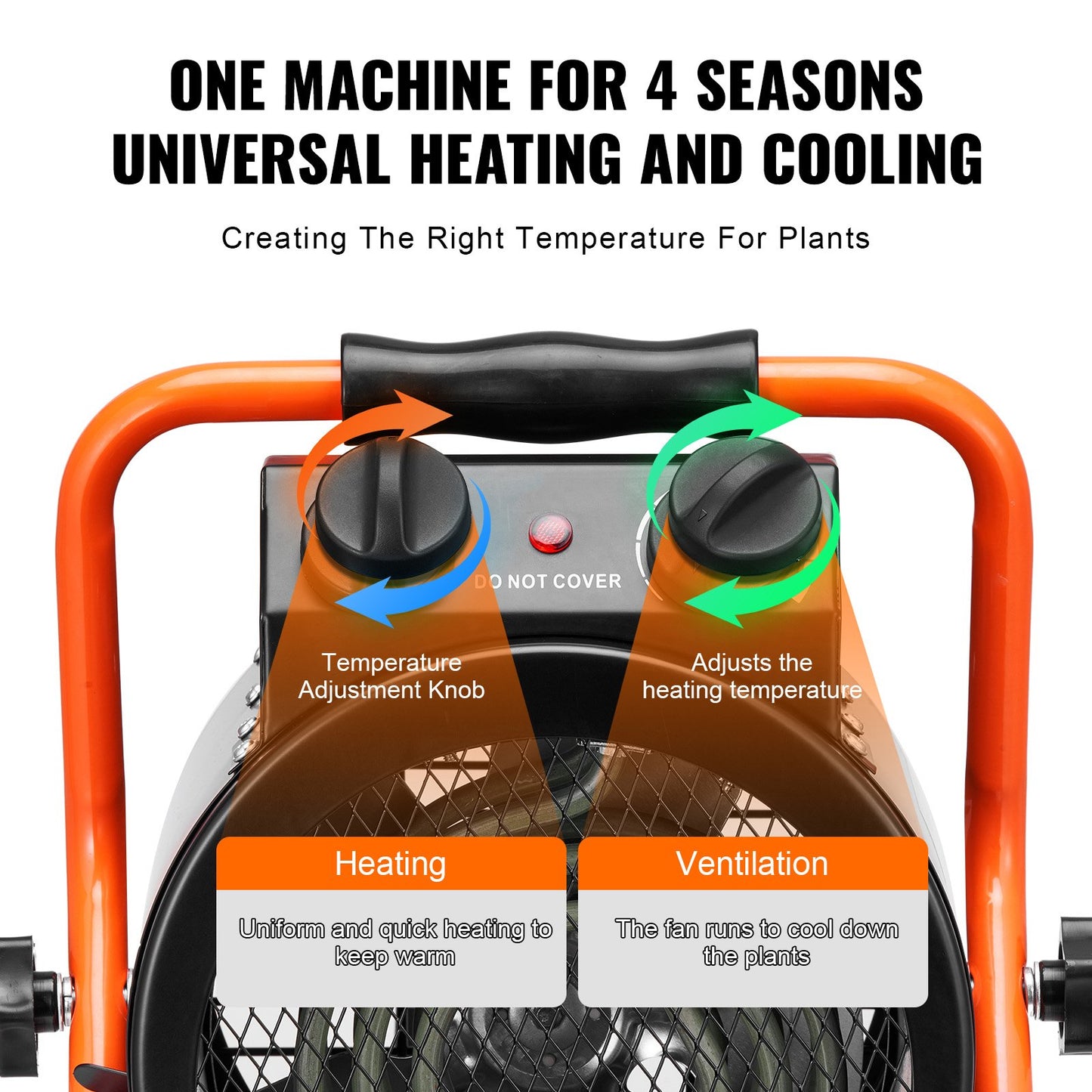 Greenhouse heater 2000W Fast heating with overheating protection Waterproof