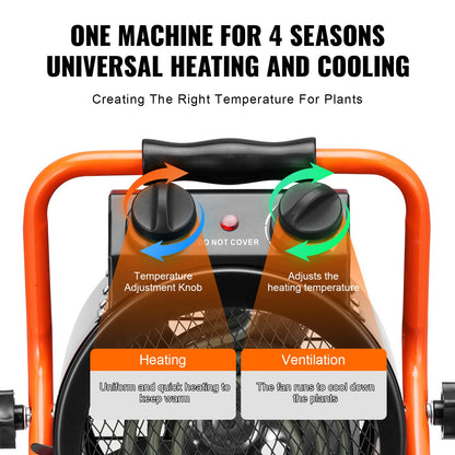 Greenhouse heater 2000W Fast heating with overheating protection Waterproof