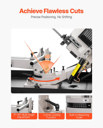 Metal horizontal band saw 7 x 8.25 in 1.1 kW variable speed band saw 220V