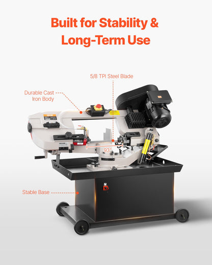 Metal horizontal band saw 7 x 8.25 in 1.1 kW variable speed band saw 220V