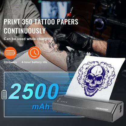 Tattoo-Transfer-Schablonendrucker, kabelloser Bluetooth-Tattoo-Schablonendrucker mit 10-teiligem Transferpapier und Stofftasche, tragbarer Tattoo-Drucker für Android- und iOS-Telefone, iPad und PC