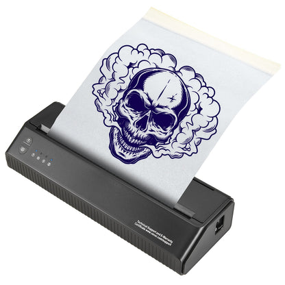 Tattoo-Transfer-Schablonendrucker, kabelloser Bluetooth-Tattoo-Schablonendrucker mit 10-teiligem Transferpapier und Stofftasche, tragbarer Tattoo-Drucker für Android- und iOS-Telefone, iPad und PC