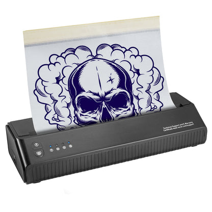 Tattoo-Transfer-Schablonendrucker, kabelloser Bluetooth-Tattoo-Schablonendrucker mit 10-teiligem Transferpapier und Stofftasche, tragbarer Tattoo-Drucker für Android- und iOS-Telefone, iPad und PC