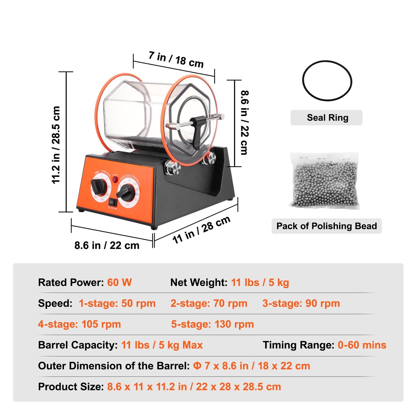 5 kg Roterande tumlare Ytpolerare Smycken Polish Finish Machine Gem DIY