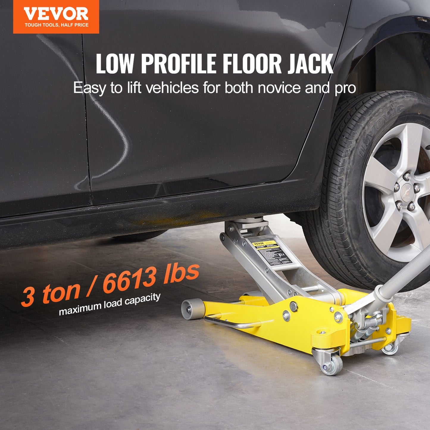 Low Profile Golvjack 3 Ton Heavy Duty Dual Piston Rapid Pump
