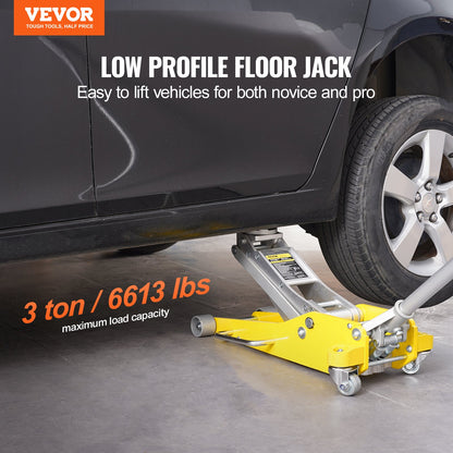 Low Profile Golvjack 3 Ton Heavy Duty Dual Piston Rapid Pump