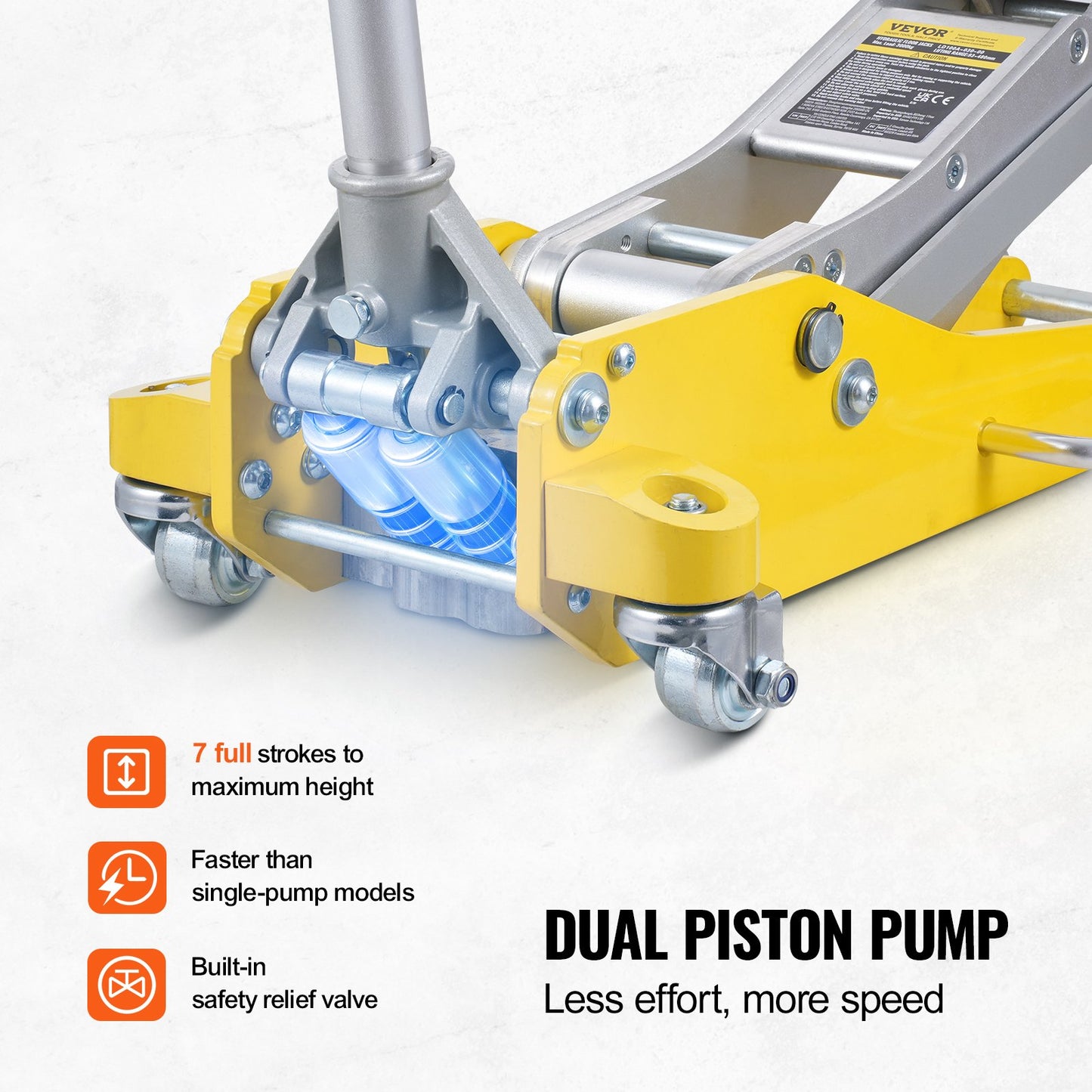 Low Profile Golvjack 3 Ton Heavy Duty Dual Piston Rapid Pump