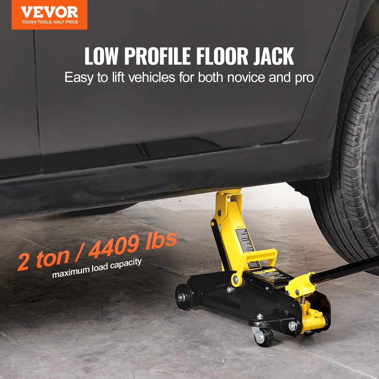 Low Profile Golvjack 2 Ton Heavy Duty enkelkolvshydraulisk pump