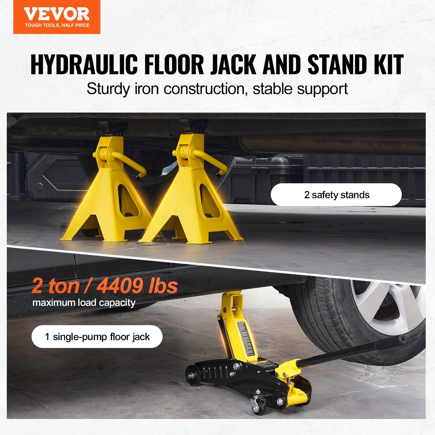 Low Profile Golvjack 2 Ton Heavy Duty enkelkolvshydraulisk pump