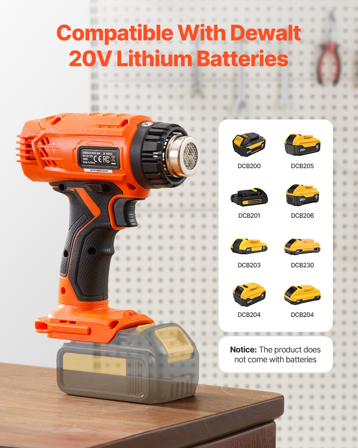 Cordless Heat Gun Hot Air Gun with LCD Display Multi-Level Temperature &amp; 4 Nozzles