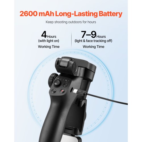 3-axlig telefongimbalstabilisator för smartphone med magnetiskt fyllnadsljus