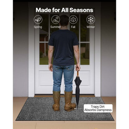 ytterdörrsmatta, 1524 x 914 mm kommersiell golvmatta för inomhus och utomhus, industriell entrématta med PVC-baksida, kraftig tvättbar entrématta för hall, kök, balkong, garage, grå |  EU
