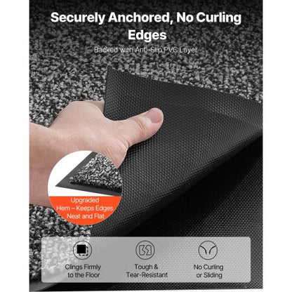 ytterdörrsmatta, 1524 x 914 mm kommersiell golvmatta för inomhus och utomhus, industriell entrématta med PVC-baksida, kraftig tvättbar entrématta för hall, kök, balkong, garage, grå |  EU