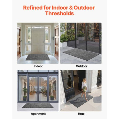 ytterdörrsmatta, 1524 x 914 mm kommersiell golvmatta för inomhus och utomhus, industriell entrématta med PVC-baksida, kraftig tvättbar entrématta för hall, kök, balkong, garage, grå |  EU