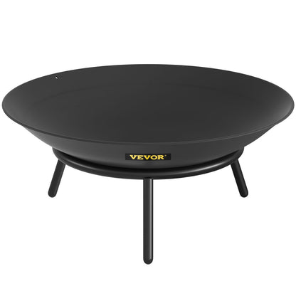 Fire Pit Bowl, 22-inch Deep Round Carbon Steel Fire Bowl, Wood Burning for Patios, Backyards and Camping Use, with a Drain Hole and a Wood Stick, Black