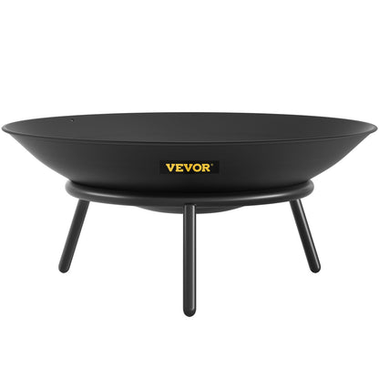 Fire Pit Bowl, 22-inch Deep Round Carbon Steel Fire Bowl, Wood Burning for Patios, Backyards and Camping Use, with a Drain Hole and a Wood Stick, Black