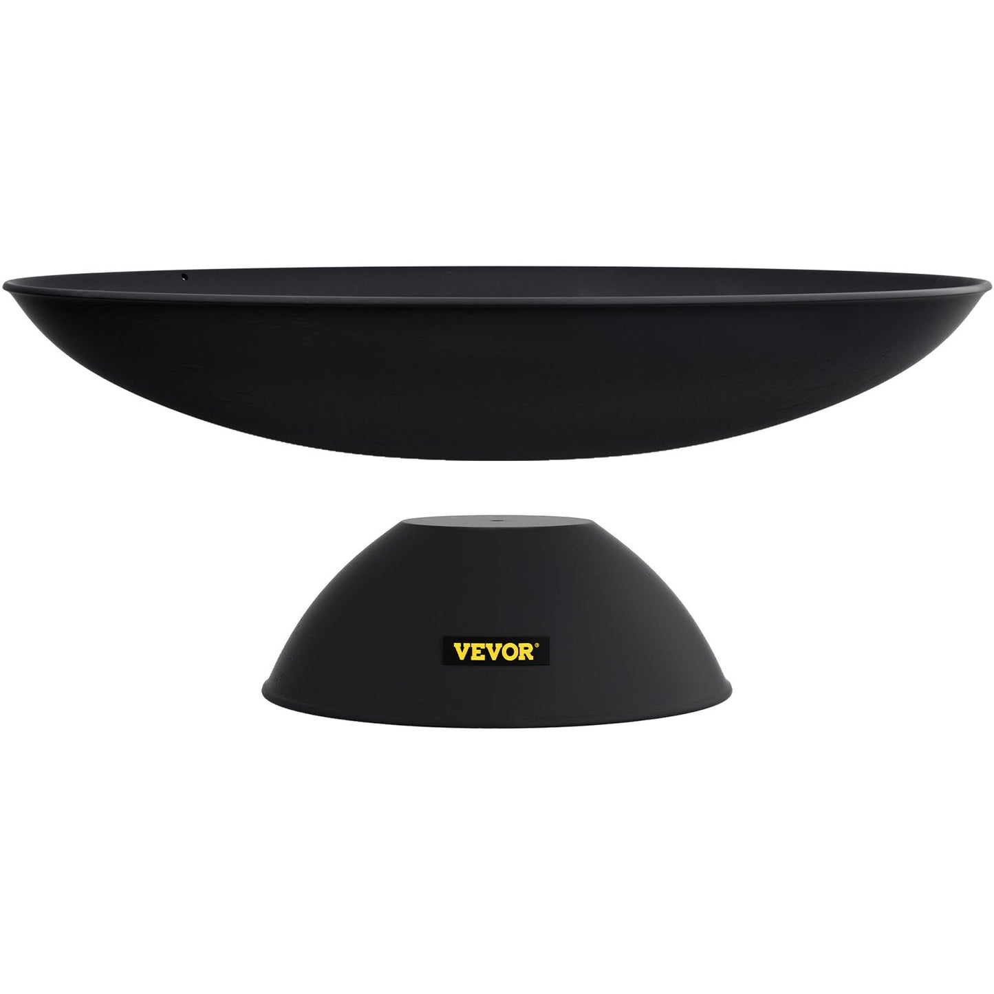 Fire Pit Bowl, 30-tums djup rund eldskål i gjutjärn, vedeldning för uteplatser, bakgårdar och campingbruk, med en stabil skål designad bas och en vedpinne, svart