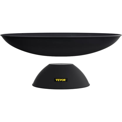 Fire Pit Bowl, 30-tums djup rund eldskål i gjutjärn, vedeldning för uteplatser, bakgårdar och campingbruk, med en stabil skål designad bas och en vedpinne, svart