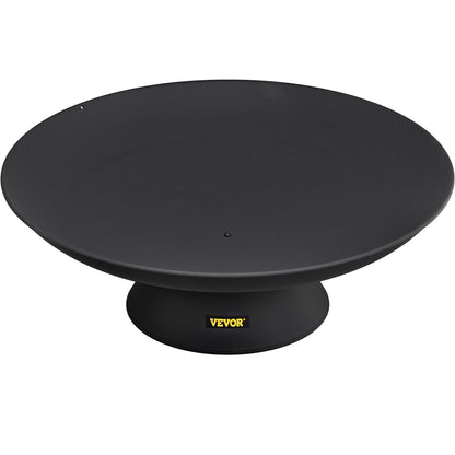 Fire Pit Bowl, 30-tums djup rund eldskål i gjutjärn, vedeldning för uteplatser, bakgårdar och campingbruk, med en stabil skål designad bas och en vedpinne, svart