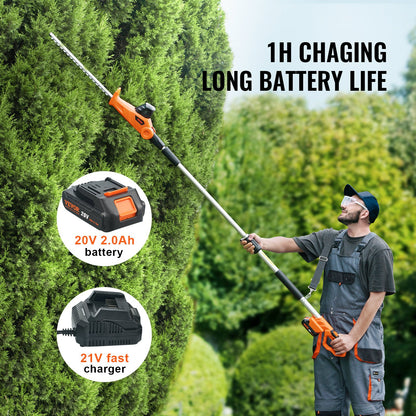 20V Cordless Hedge Trimmer Telescopic Pole Hedge Trimmer 18 Inch Blade