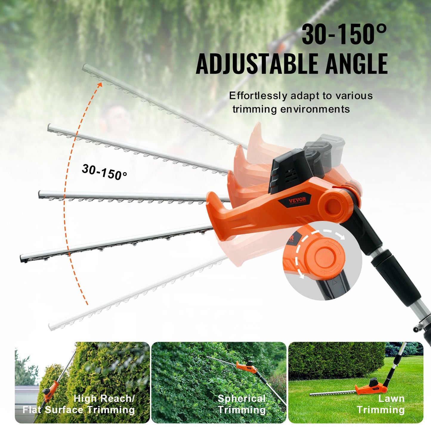 20V Cordless Hedge Trimmer Telescopic Pole Hedge Trimmer 18 Inch Blade